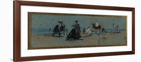 Women and Horse on the Beach-Eugène Boudin-Framed Premium Giclee Print