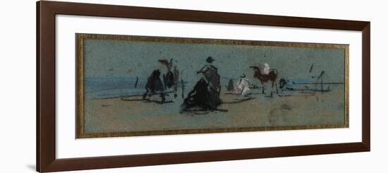 Women and Horse on the Beach-Eugène Boudin-Framed Giclee Print