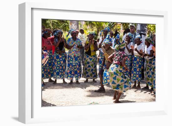 Women and Men Dancing in Traditional Dress, Benguela, Angola-Alida Latham-Framed Photographic Print