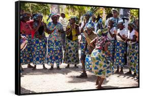 Women and Men Dancing in Traditional Dress, Benguela, Angola-Alida Latham-Framed Stretched Canvas