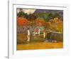 Women And White Horse-Paul Gauguin-Framed Art Print