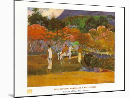 Women And White Horse-Paul Gauguin-Mounted Art Print