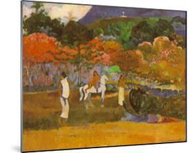 Women And White Horse-Paul Gauguin-Mounted Art Print