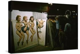 Women as They Pose Behind a Cut-Out of Burlesque Dancers, at the Iowa State Fair, 1955-John Dominis-Stretched Canvas