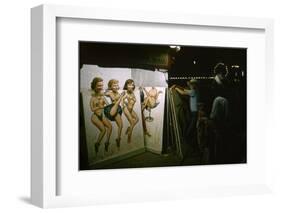 Women as They Pose Behind a Cut-Out of Burlesque Dancers, at the Iowa State Fair, 1955-John Dominis-Framed Photographic Print