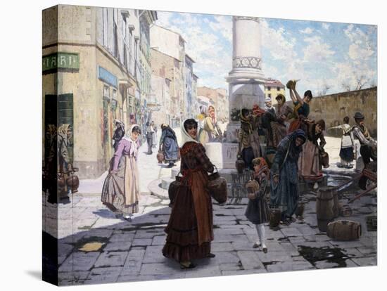 Women at Fountain-Adolfo Belimbau-Stretched Canvas