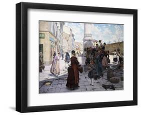 Women at Fountain-Adolfo Belimbau-Framed Giclee Print