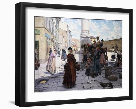 Women at Fountain-Adolfo Belimbau-Framed Giclee Print