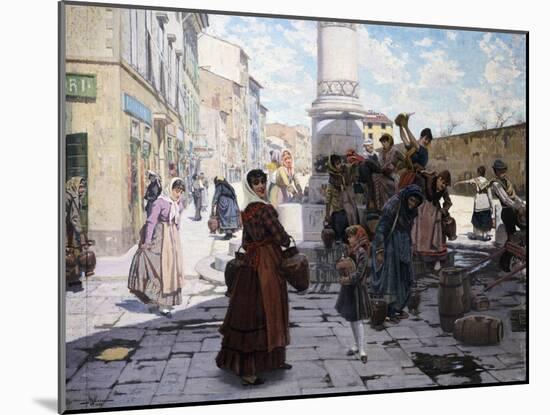 Women at Fountain-Adolfo Belimbau-Mounted Giclee Print