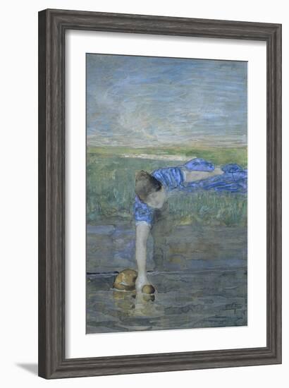 Women at River-Giovanni Segantini-Framed Giclee Print