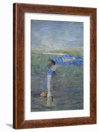 Women at River-Giovanni Segantini-Framed Giclee Print