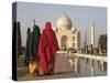 Women at Taj Mahal on River Yamuna, India-Claudia Adams-Stretched Canvas