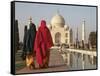 Women at Taj Mahal on River Yamuna, India-Claudia Adams-Framed Stretched Canvas