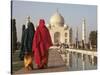 Women at Taj Mahal on River Yamuna, India-Claudia Adams-Stretched Canvas