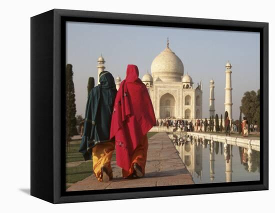 Women at Taj Mahal on River Yamuna, India-Claudia Adams-Framed Stretched Canvas