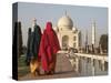 Women at Taj Mahal on River Yamuna, India-Claudia Adams-Stretched Canvas