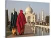 Women at Taj Mahal on River Yamuna, India-Claudia Adams-Stretched Canvas