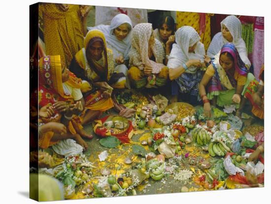 Women at the Lakshmi Puja Festival Celebrating Lakshmi, the Hindu Goddess of Wealth and Beauty-John Henry Claude Wilson-Stretched Canvas