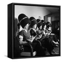 Women Aviation Workers under Hair Dryers in Beauty Salon, North American Aviation's Woodworth Plant-Charles E^ Steinheimer-Framed Stretched Canvas