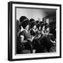 Women Aviation Workers under Hair Dryers in Beauty Salon, North American Aviation's Woodworth Plant-Charles E^ Steinheimer-Framed Premium Photographic Print