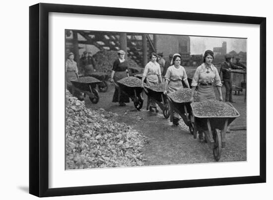 Women Barrowing Coke at a Gas Works, War Office Photographs, 1916 (B/W Photo)-English Photographer-Framed Giclee Print