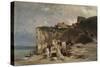 Women Bathing, Dieppe Ii, about 1857-Carl Spitzweg-Stretched Canvas