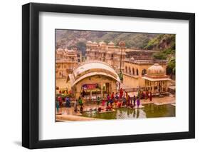 Women Bathing in Cistern, Jaipur, Rajasthan, India, Asia-Laura Grier-Framed Photographic Print