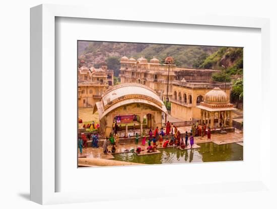 Women Bathing in Cistern, Jaipur, Rajasthan, India, Asia-Laura Grier-Framed Photographic Print