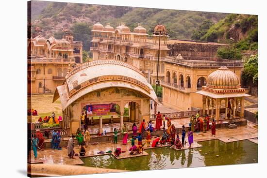 Women Bathing in Cistern, Jaipur, Rajasthan, India, Asia-Laura Grier-Stretched Canvas
