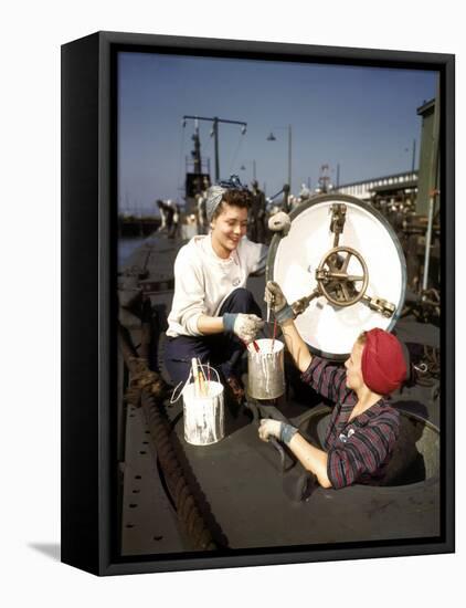 Women Building Submarines at Electric Boat Co., New London, Conn-Bernard Hoffman-Framed Stretched Canvas