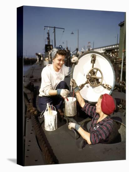 Women Building Submarines at Electric Boat Co., New London, Conn-Bernard Hoffman-Stretched Canvas