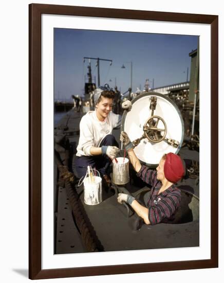 Women Building Submarines at Electric Boat Co., New London, Conn-Bernard Hoffman-Framed Photographic Print