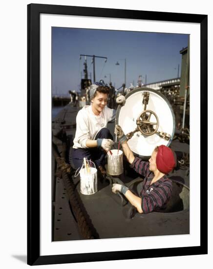 Women Building Submarines at Electric Boat Co., New London, Conn-Bernard Hoffman-Framed Photographic Print