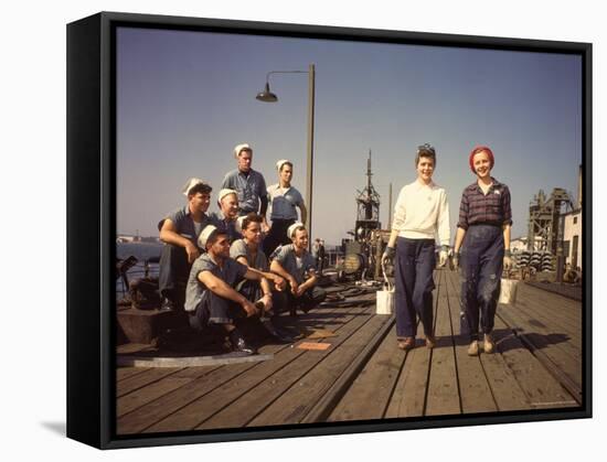 Women Building Submarines at Electric Boat Co, New London, Connecticut-Bernard Hoffman-Framed Stretched Canvas