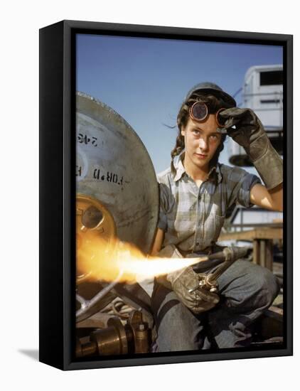 Women Building Submarines at Electric Boat Co, New London, Connecticut-Bernard Hoffman-Framed Stretched Canvas