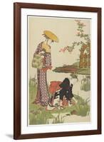 Women by an Iris Pond, 1785-Torii Kiyonaga-Framed Giclee Print