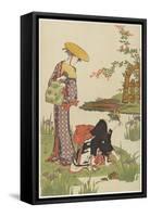 Women by an Iris Pond, 1785-Torii Kiyonaga-Framed Stretched Canvas