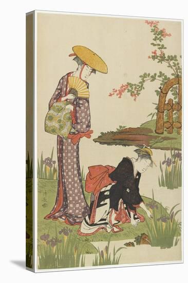 Women by an Iris Pond, 1785-Torii Kiyonaga-Stretched Canvas