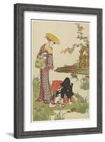 Women by an Iris Pond, 1785-Torii Kiyonaga-Framed Giclee Print