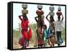 Women Carry Water at Lat Village-null-Framed Stretched Canvas