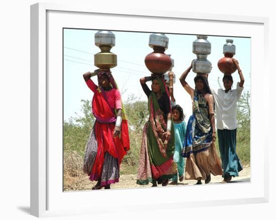 Women Carry Water at Lat Village-null-Framed Photographic Print