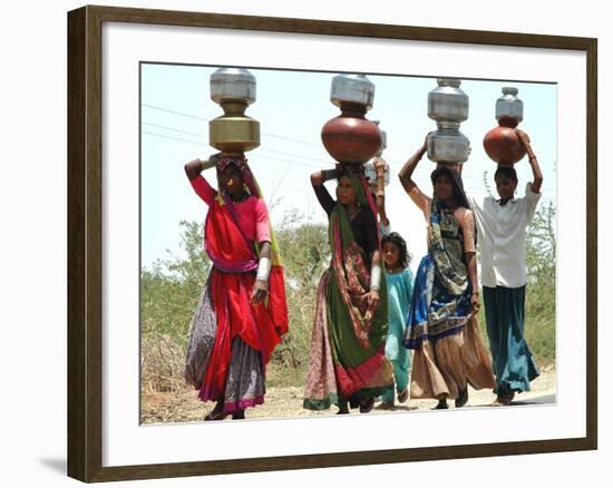 Women Carry Water at Lat Village-null-Framed Photographic Print