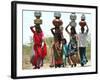 Women Carry Water at Lat Village-null-Framed Photographic Print