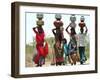 Women Carry Water at Lat Village-null-Framed Photographic Print