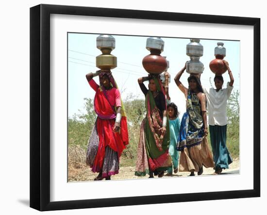 Women Carry Water at Lat Village-null-Framed Photographic Print