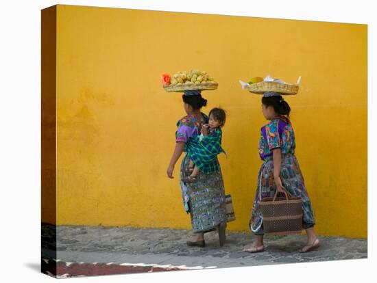 Women Carrying Basket on Head, Antigua, Guatemala-Keren Su-Stretched Canvas