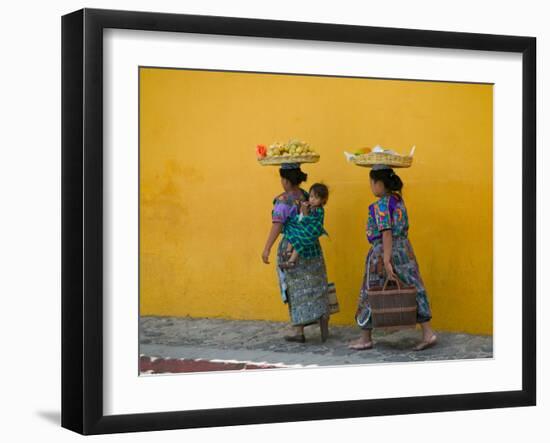 Women Carrying Basket on Head, Antigua, Guatemala-Keren Su-Framed Premium Photographic Print