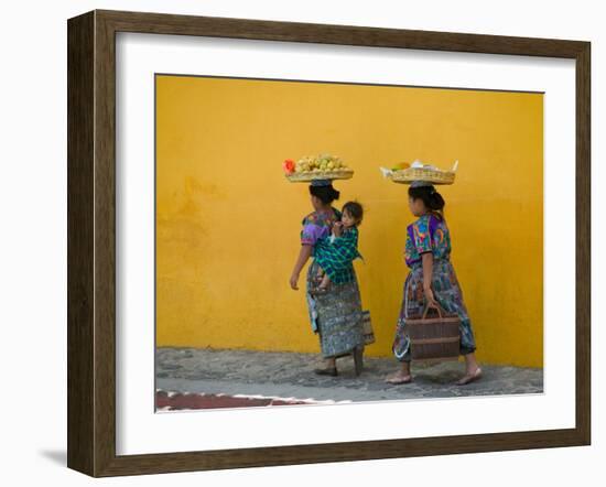 Women Carrying Basket on Head, Antigua, Guatemala-Keren Su-Framed Photographic Print