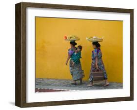 Women Carrying Basket on Head, Antigua, Guatemala-Keren Su-Framed Photographic Print