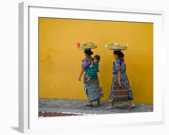 Women Carrying Basket on Head, Antigua, Guatemala-Keren Su-Framed Photographic Print